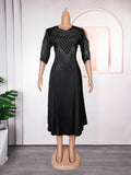 African women's plus size cross-border e-commerce spring/summer new arrivals  independent website off-shoulder five-sleeve rhinestone dress