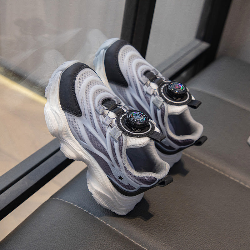 Fashion personalized sports shoes boys and girls cool luminous running shoes rotating buttons