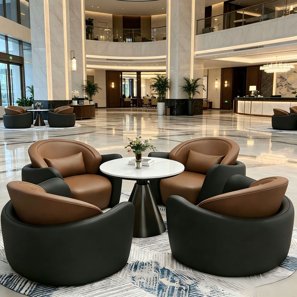 Luxury hotel lobby reception sofa, sales office negotiation table and chair set, office break area booth sofa