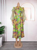 Amazon plus size women's fashion european and american cross-border e-commerce  new spring/summer colorful tie-dye print dress