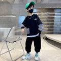 Kids' fall outfit: boys' hoodie set - spring/autumn  new arrival - faux two-piece, street style cool, big & tall kids' activewear