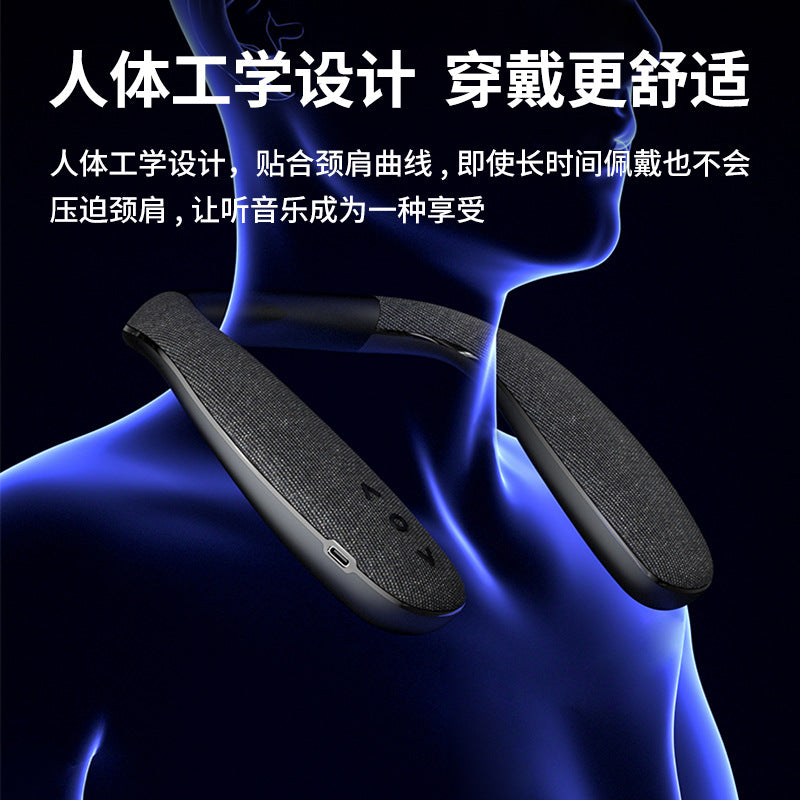 New arrival halter style wireless bluetooth speaker fabric portable wearable subwoofer stereo neck speaker