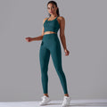 fashionnew arrival seamless knittingpure color beautiful back tight high waist yoga suit running fitness two-piece set