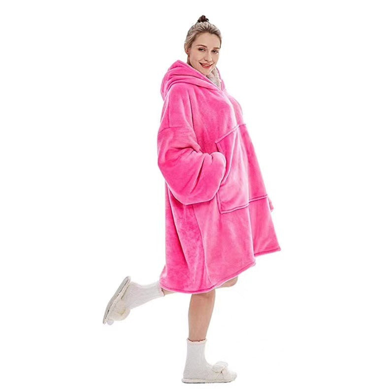 Thickened robe lazy clothes pullover fleece hooded tv blanket outdoor cold weather clothes lazy pajamas wholesale