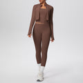 pure color brushed tight tank top nine-point long three-piece sports running fitness yoga suit