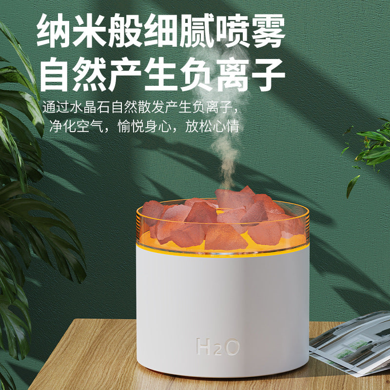 Creative salt stone aroma diffuser - add essential oils, home desktop ambient night light, office desk humidifier
