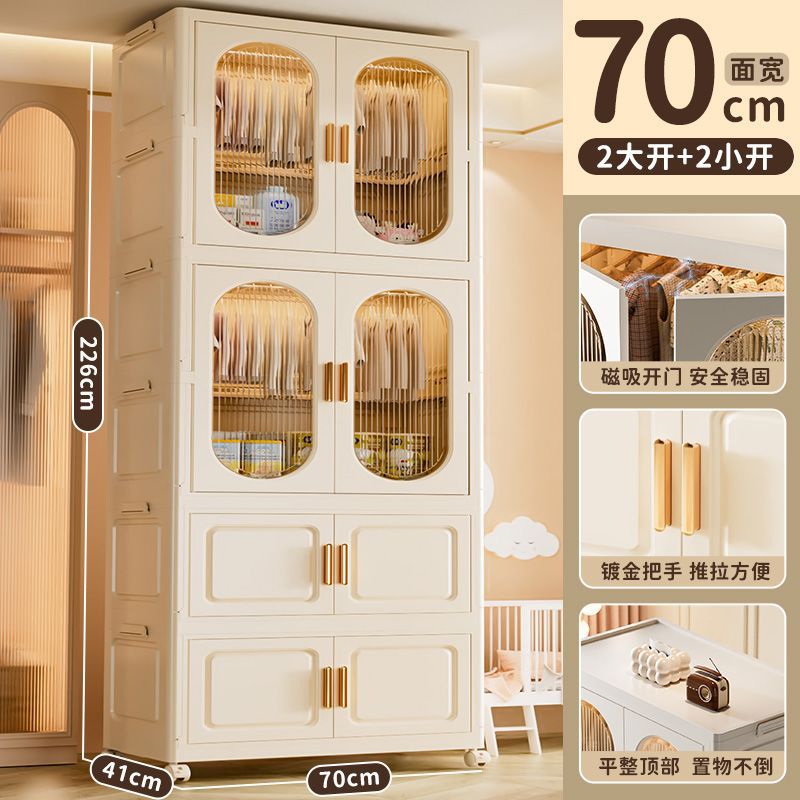 Installation-free thickened hanging clothes style foldable plastic storage cabinet for home bedroom layered kids clothes storage cabinet