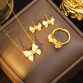 [titanium steel] necklace female internet celebrity bow pendant earrings ring classyfashionnew arrivalsuit earrings jewelry
