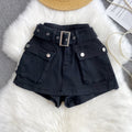 American retro hot girl workwear style skirts women's high waistslimming lookeasiest for matchretro distressed denim shorts women's loose pants