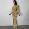 X5351   fashion new sexy nightclub rhinestone mesh see-through long sleeve dress