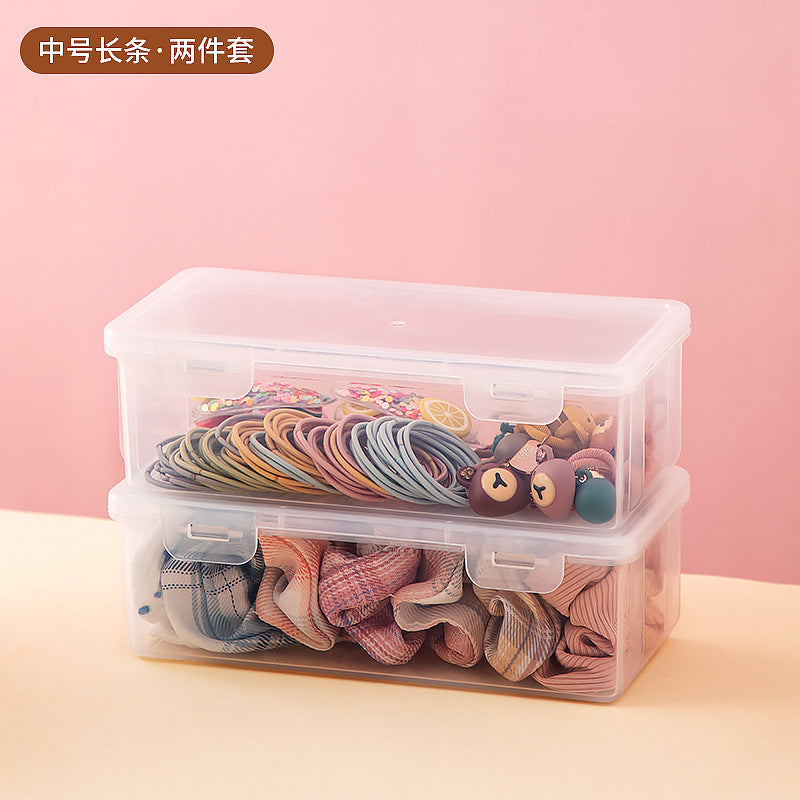 Desktop jewelry hairpin headgear transparent storage box plastic mirror cabinet drawer children's hair accessories storage box with lid ins
