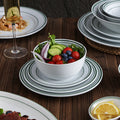 Minimalist pure white ceramic bowl, plate, and dish set - premium dinnerware for restaurants, hotels, and home use - ideal for desserts, steaks, and entrees