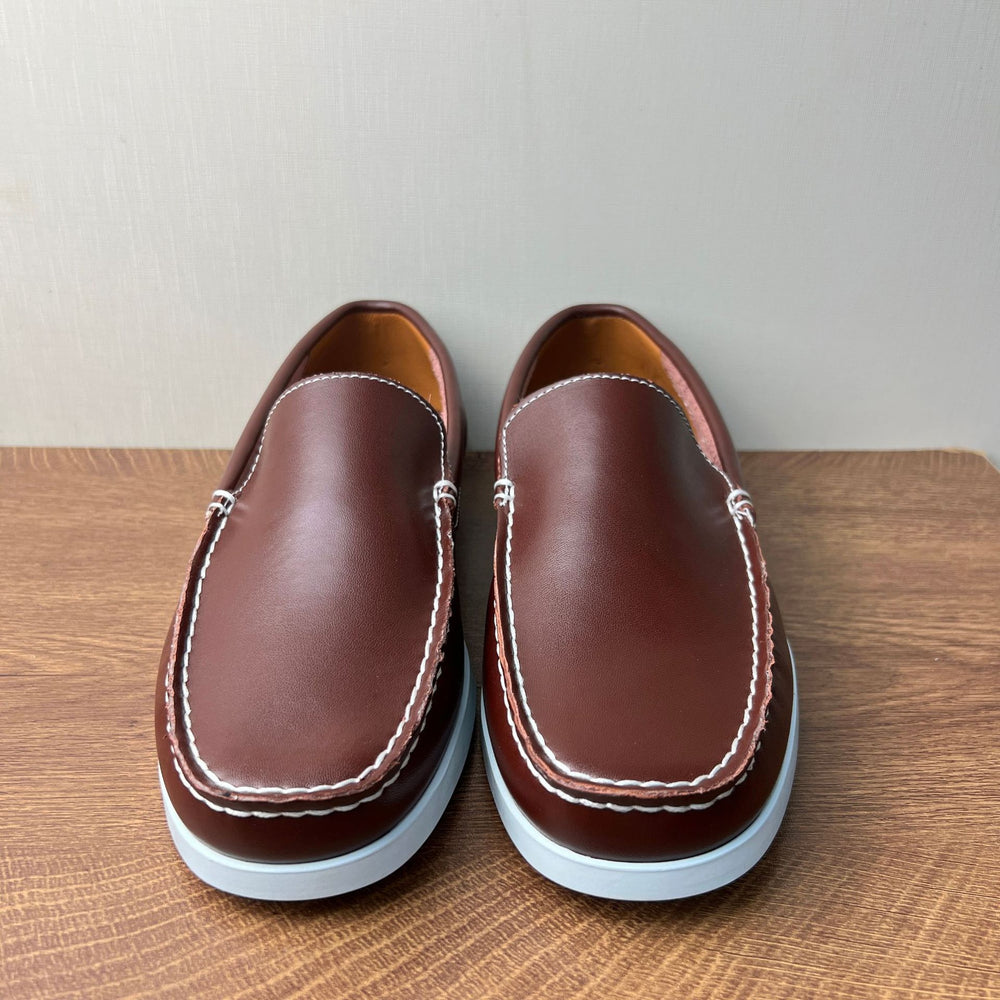 Men's loafers casual leather slip-on shoes - simple style, business commute, plus size available - real product photos