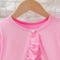 Autumn kids' cute dress set: suspender dress with ruffle trim, knitted open collar, cat pattern, girls' two-piece outfit