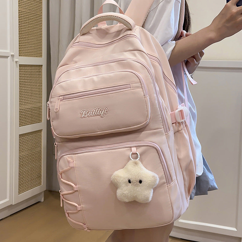 Wholesale 2025 new korean style ins fresh girl backpack outdoor casual double shoulder bag junior high school student bookbag