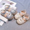 Vancahao girls' lace bowknot woven hollow-out sandals -  summer new collection - kids' closed-toe beach shoes - trendy style