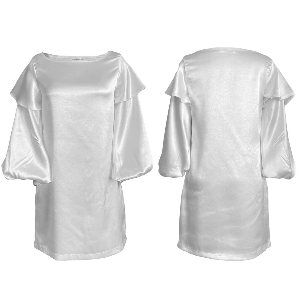 D3075  autumn plus size fashion women's loose puff sleeve european and american african mom dress cross-border dress