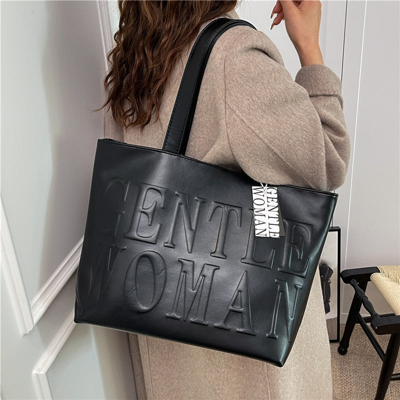 Thailand gentle woman handbag women's bag large capacity letter embossed tote bag cross-border new single shoulder bag