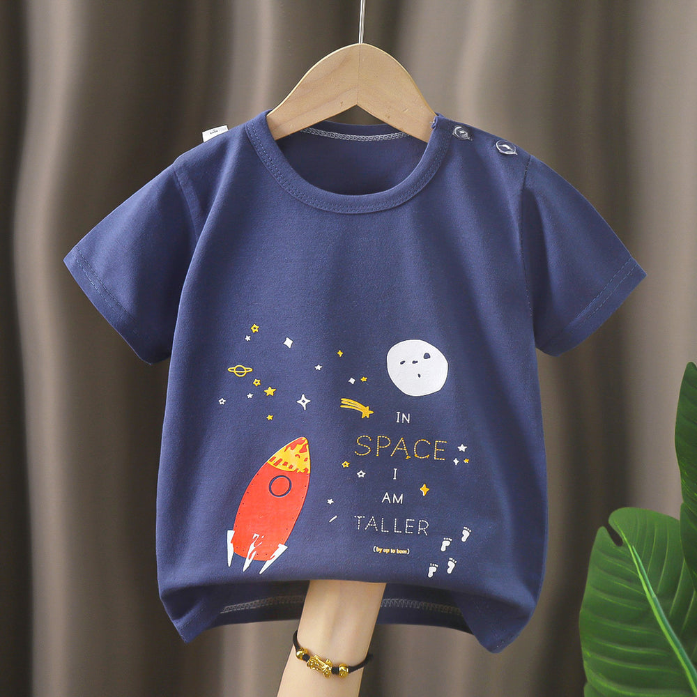 Kids' short-sleeve t-shirt, 100% cotton, baby undershirt, boys' and girls' summer top, 0-7 years old, dropshipping available