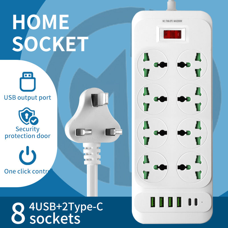 Overload switch british standard socket american standard european hong kong version drag board wireless international neutral sub-control plug strip plug-in board