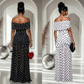 C7743 cross-border   fashion women's polka dot slit party vacation bodycon dress