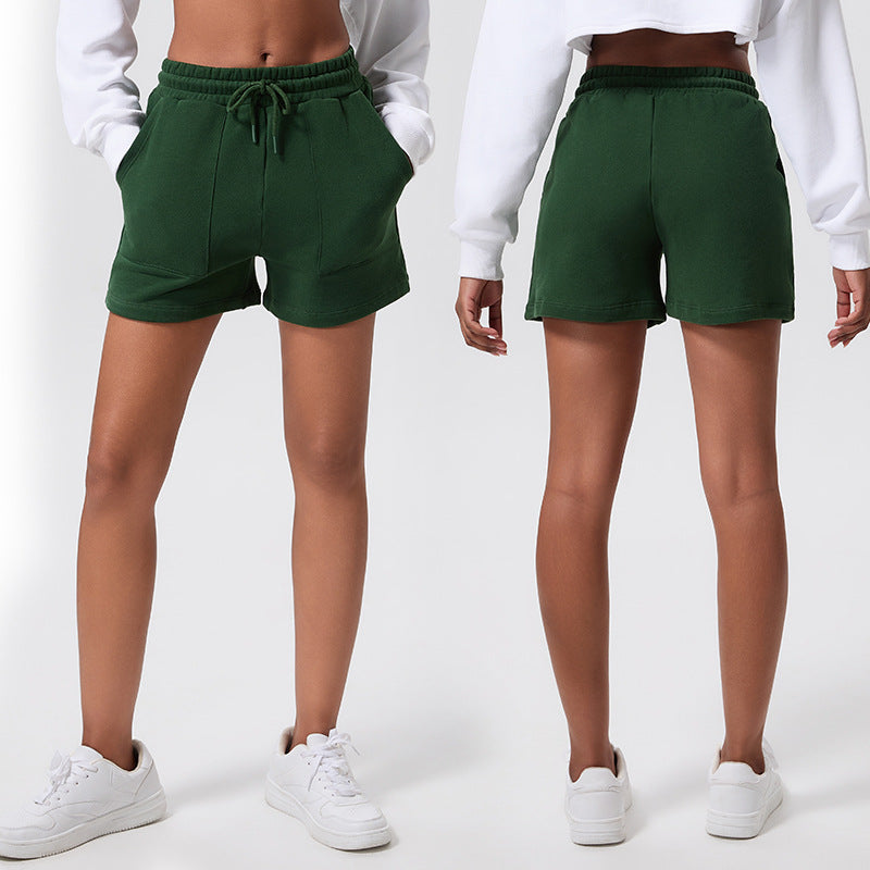Fashion cross-border high waistslimming look yoga shorts elastic tight running loose pants tummy control cycling pants fitness shorts