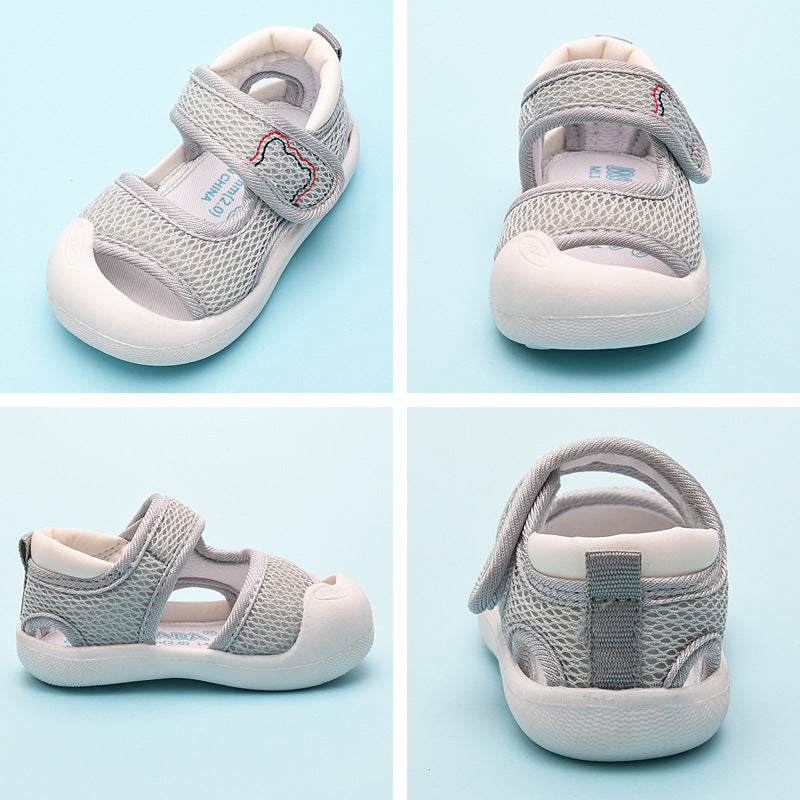 Baby sandals for boys, summer first walker shoes, 0-1-2 years old infant anti-slip soft sole mesh shoes for babies and toddlers, baby girl shoes