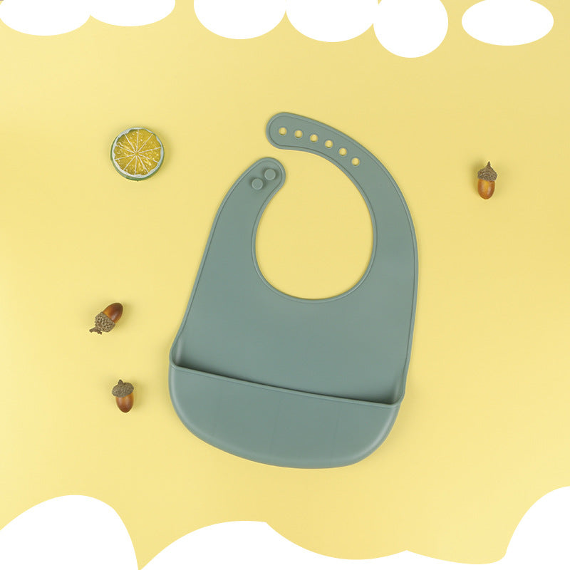 Baby bibs baby eating pockets waterproof and spill-proof food grade silicone supplementary food tableware leak-proof silicone bibs