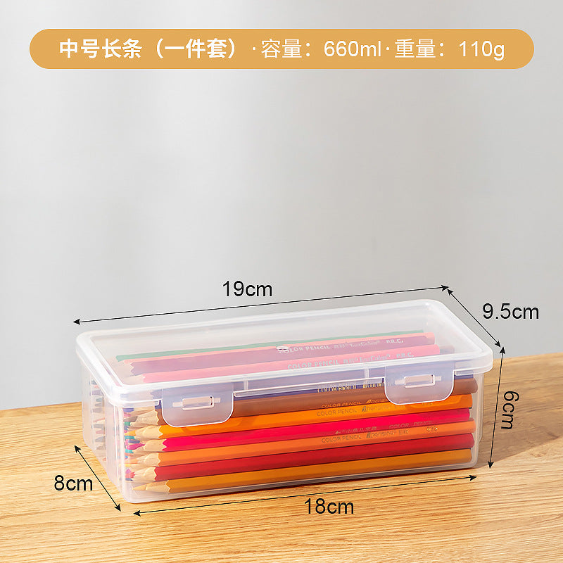 Multifunctional desk storage box Transparent desktop marker Stationery storage box Pencil plastic storage box with lid