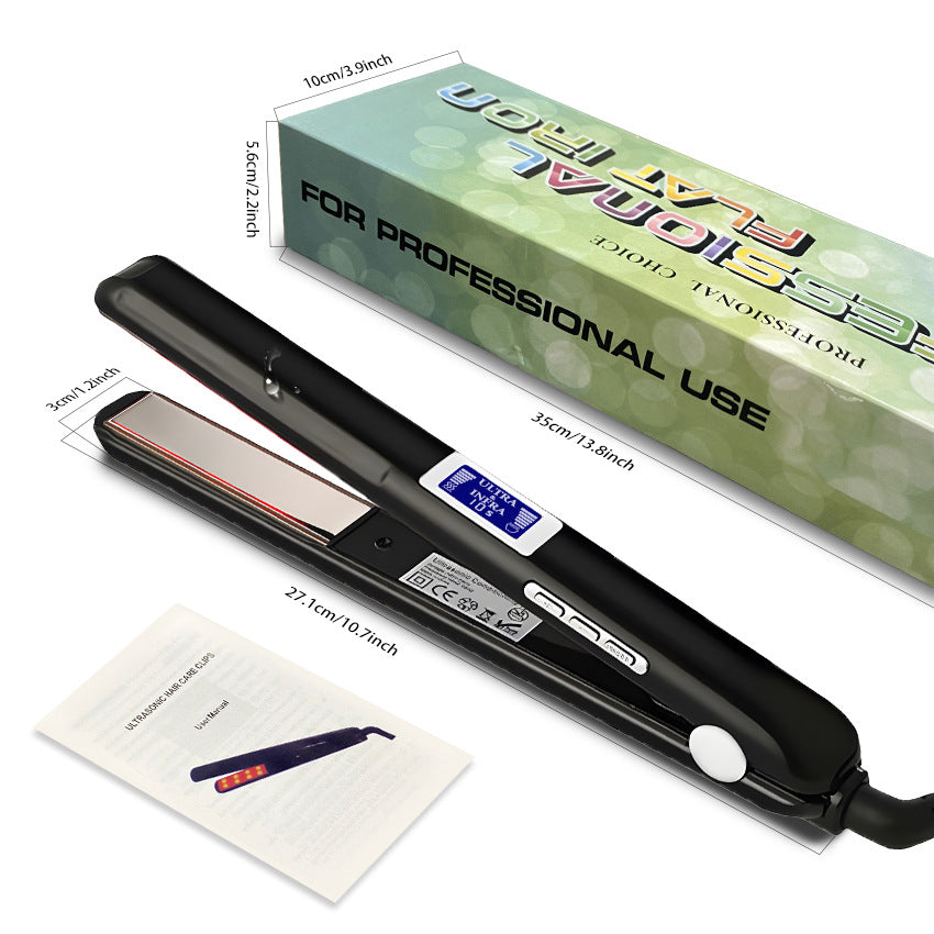 Cross-border ultrasonic hair straightener infrared low temperature splint hair salon protein correction special straight clip curling iron