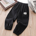 Boys' summer lightweight ice silk pants - quick-dry, mid-to-large size, casual sports trousers with elastic cuffs - mosquito-proof