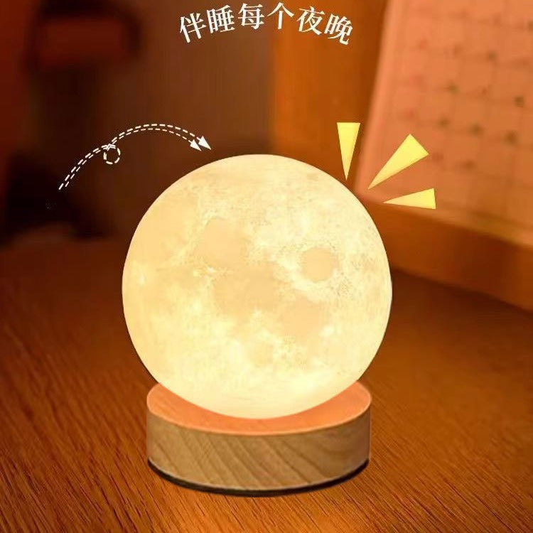 Original wooden moon night light desktop bedside bedroom usb direct plug-in moon with switch small table lamp ce certification