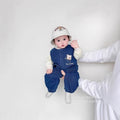 Spring and autumn suit baby clothes new arrival baby men and women infants and young children style denim suspenders two-piece set outing clothes