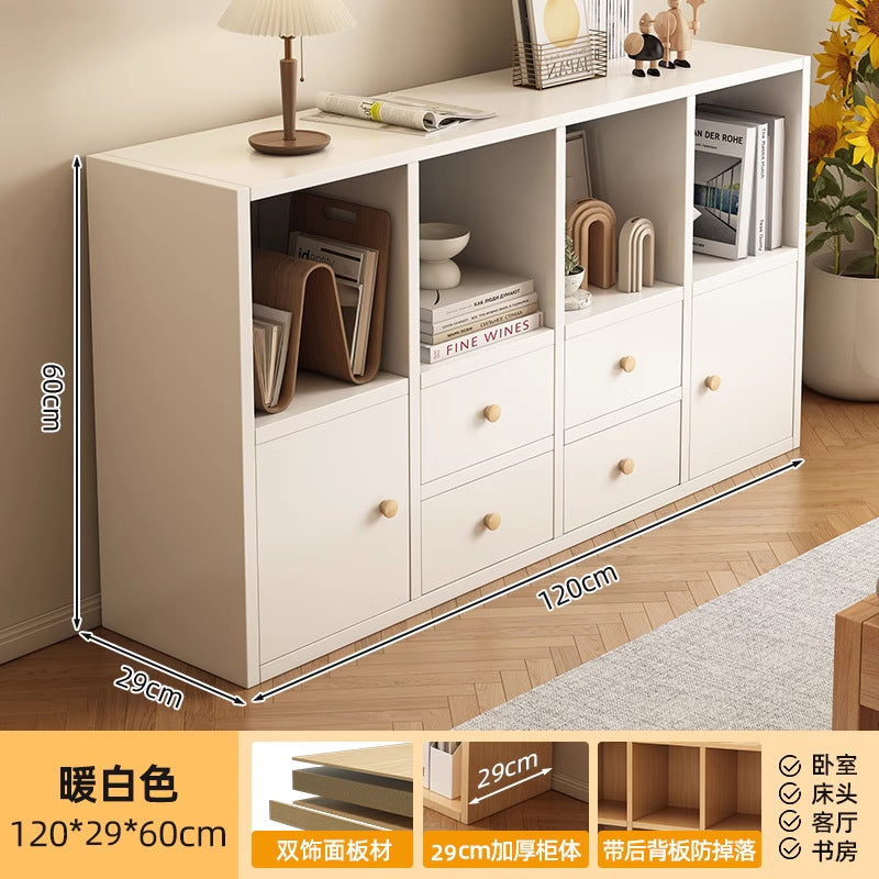 Simple bookcase all-in-one cabinet wall-mounted storage sofa side cabinet living room partition storage multi-layer storage cabinet bedside