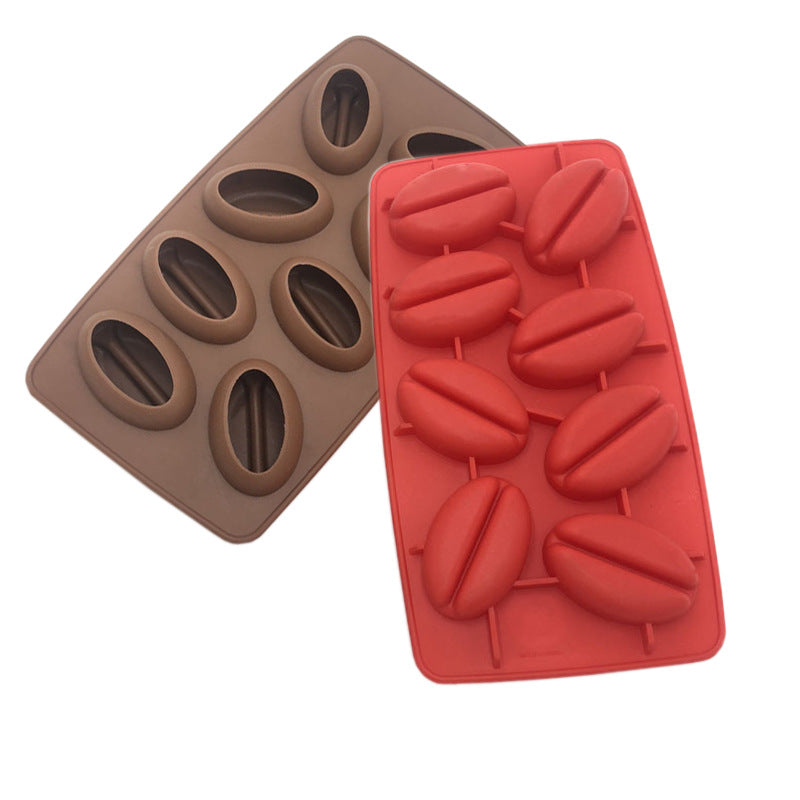 Coffee bean silicone ice grid frozen ice cube mold household refrigerator ice box food grade homemade ice mold ice making artifact