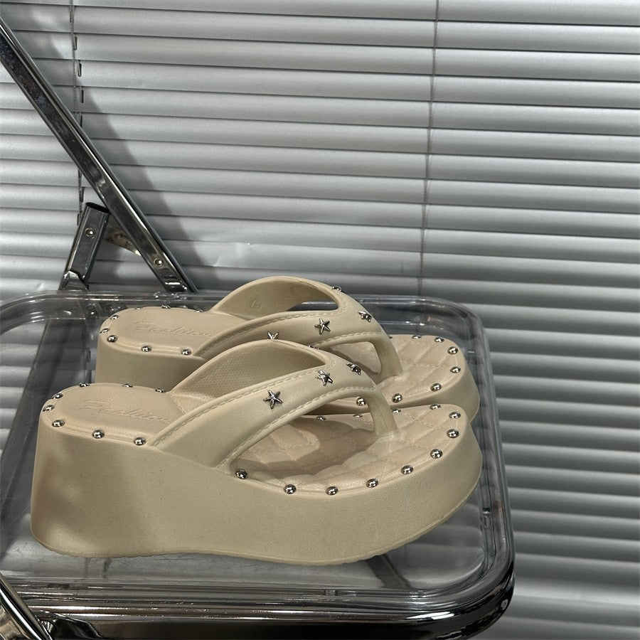 7cm punk internet celebrity thick sole flip-flops women's outwear 2026new arrivalsummer sandals and slippers for summer outings