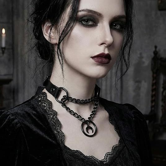 European and american harajuku punk style heart black chain choker necklace pu leather heart choker neck chain clavicle chain