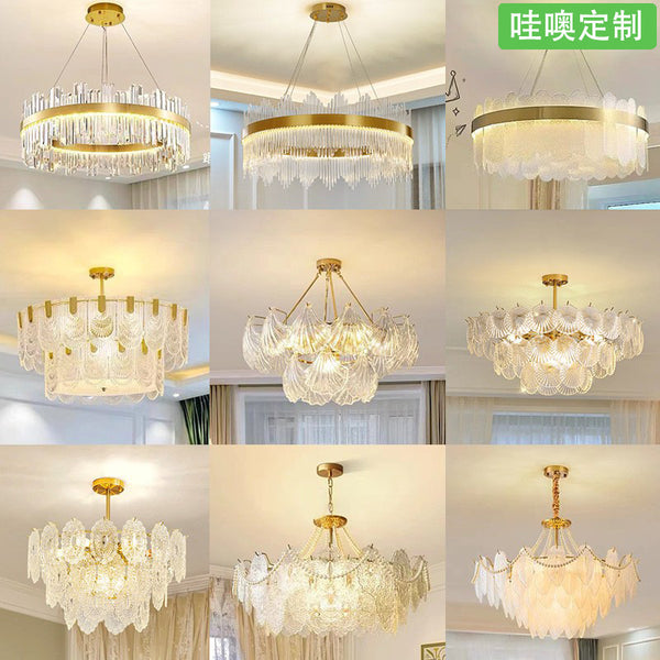 [Wow] Living room glass chandelier warm and romantic light luxury bedroom light Nordic creative personalized restaurant chandelier