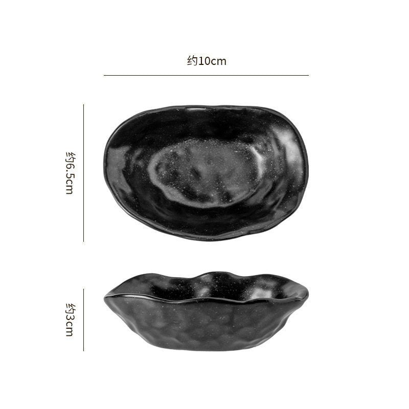 Japanese kiln-turned ceramic oyster-shaped dish, sushi soy sauce, mustard dish, appetizer dish, hot pot restaurant dipping dish, seasoning dish