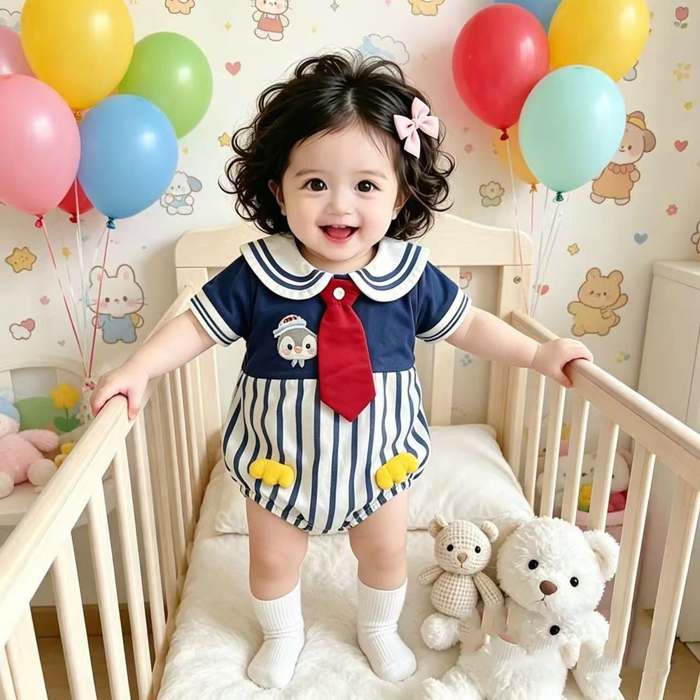 Summer baby girl romper, summer thin striped bodysuit, newborn fashion summer outfit