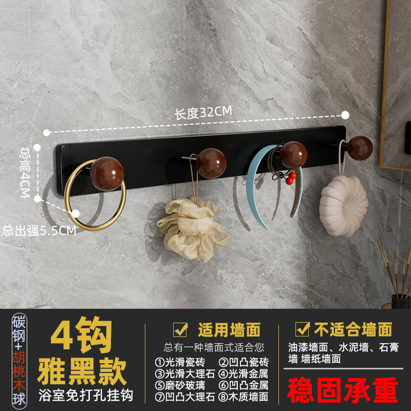 Bathroom patch punch-free round head hook strong load-bearing bathroom bathroom kitchen wall hanging punch-free clothes hanger