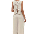 Shipped:  independent station fashion cross-border sexy casual pants see-through vacation style trousers hollow-out two-piece set