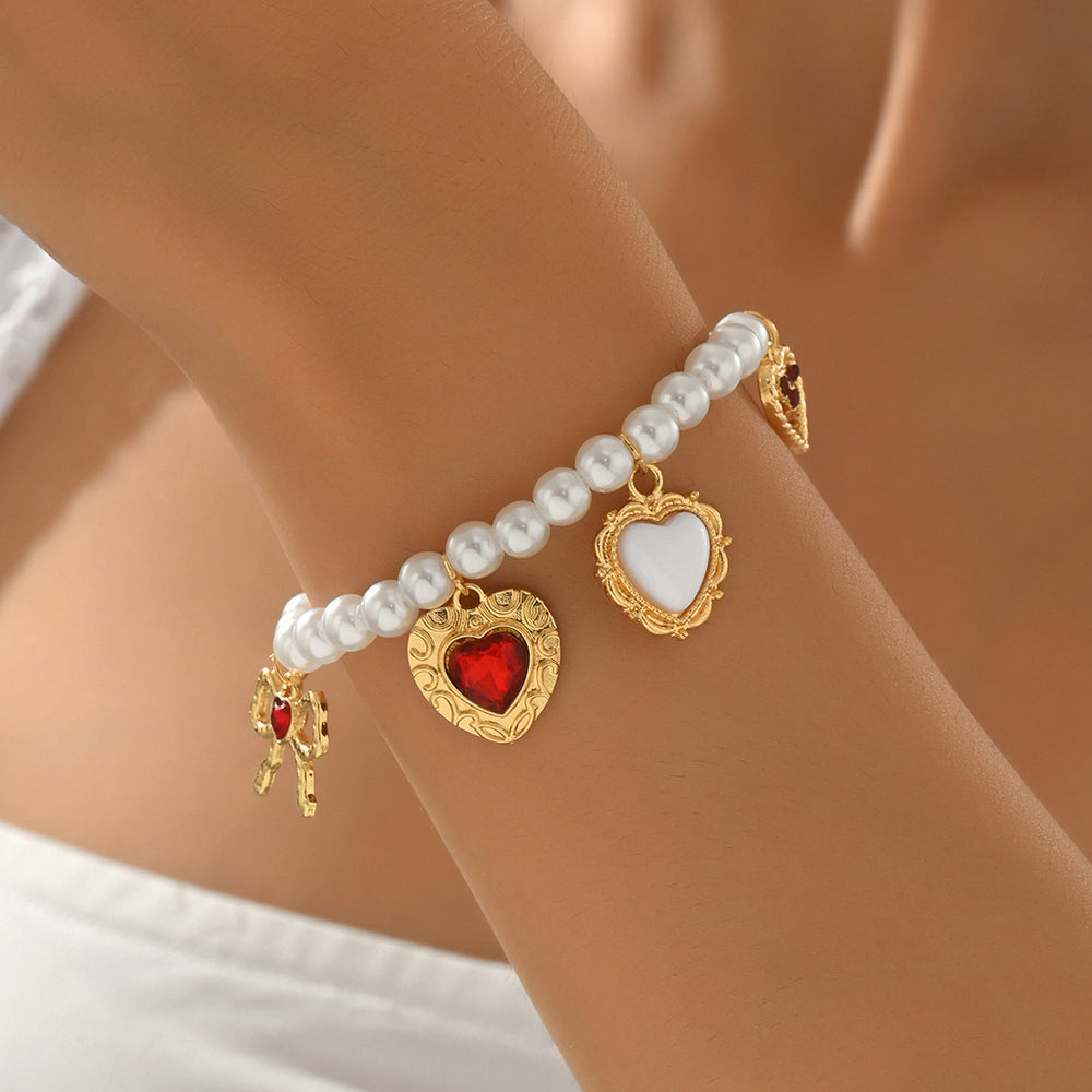 Cross pendant wholesale european and american cross-border fashion exaggerated love necklace women's sweet bow imitation pearl necklace
