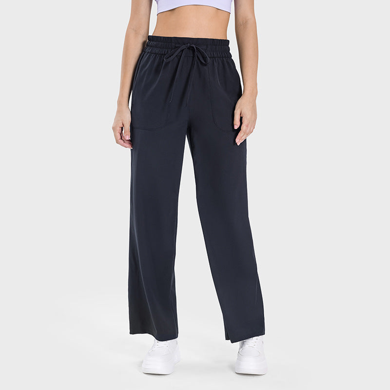 Luxtrenew arrival flesh-covering slimming lookhigh waistcasual sweatpants women's elastic drawstring waiststraight-leg pants dss077