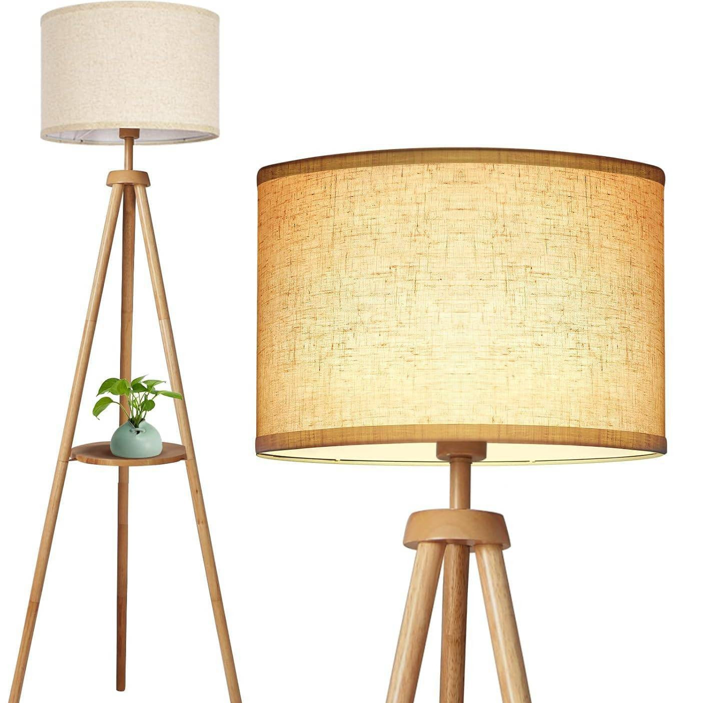 Cross-border floor lamp living room high-end bedroom cloth cover vertical table lamp wooden tripod floor atmosphere lamp customization