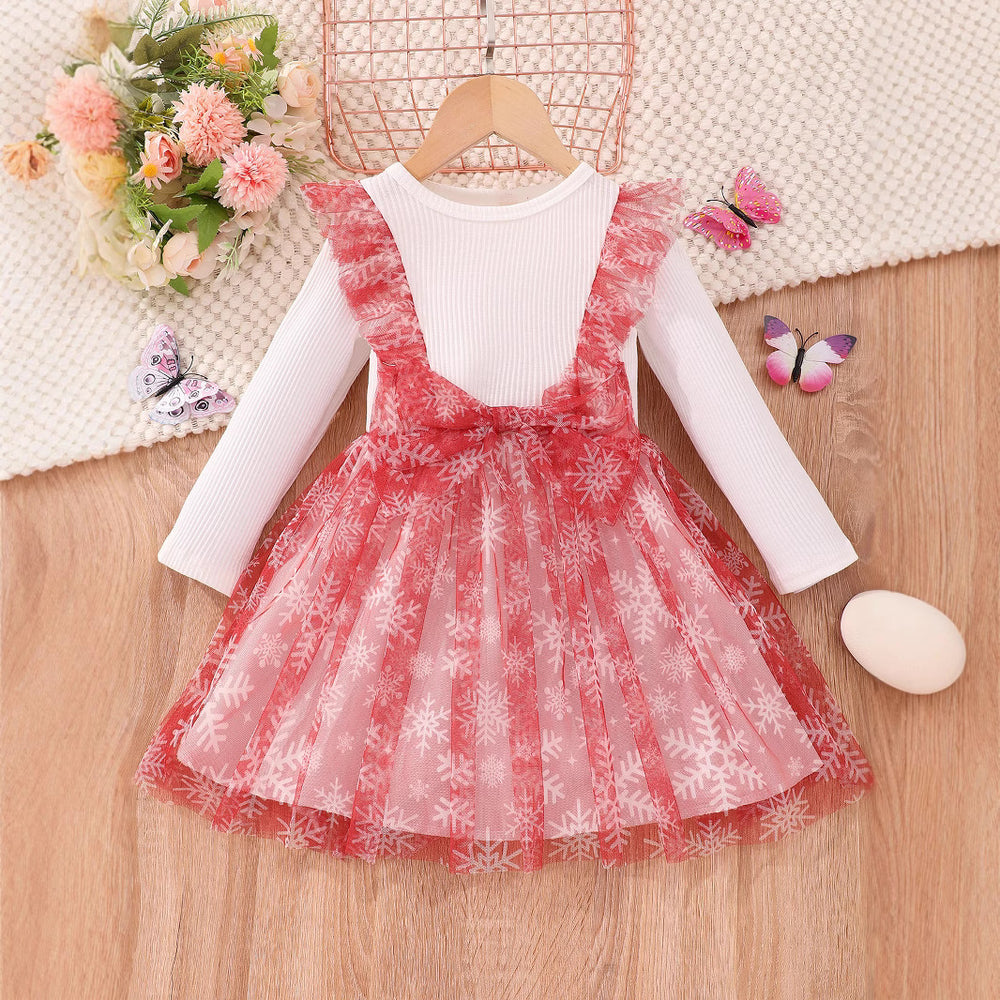 special: kids' mesh bow christmas dress