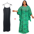 African women's robe cross-border supply loose green long dress subtle embroidery lace elegant commute maxi dress