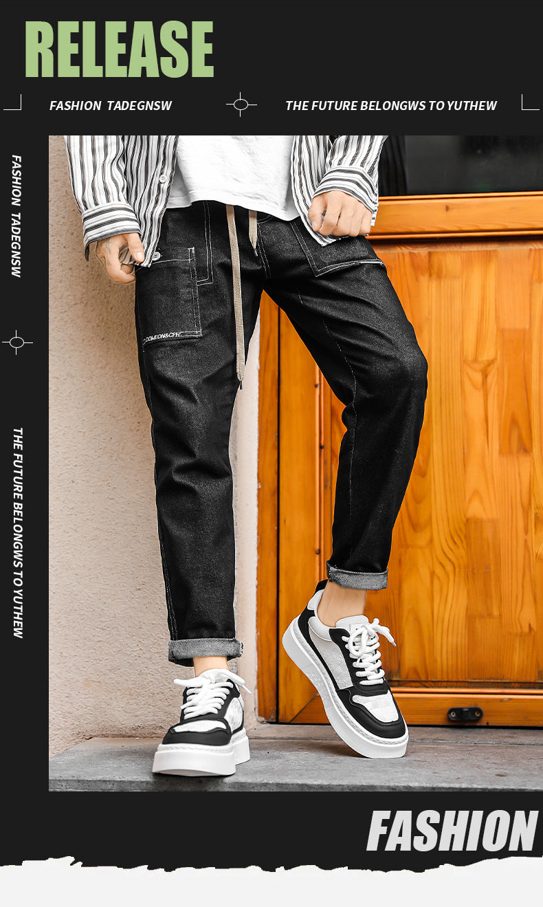 2025 spring new korean style trendy versatile white sneakers men's fashion athletic shoes lightweight lace-up casual shoes for students