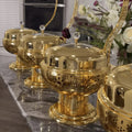 Gold round stainless steel buffet warmer - alcohol-fired buffet stove - ideal for hotels and restaurants