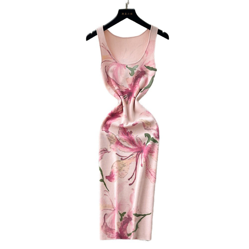 french riviera style printed knit bodycon dress - high-waisted, slim-fit, and figure-flattering for the modern woman